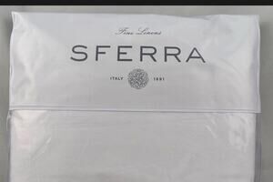 Sferra Fiona Cotton Sateen KING Flat Sheet White (Free Domestic Shipping)